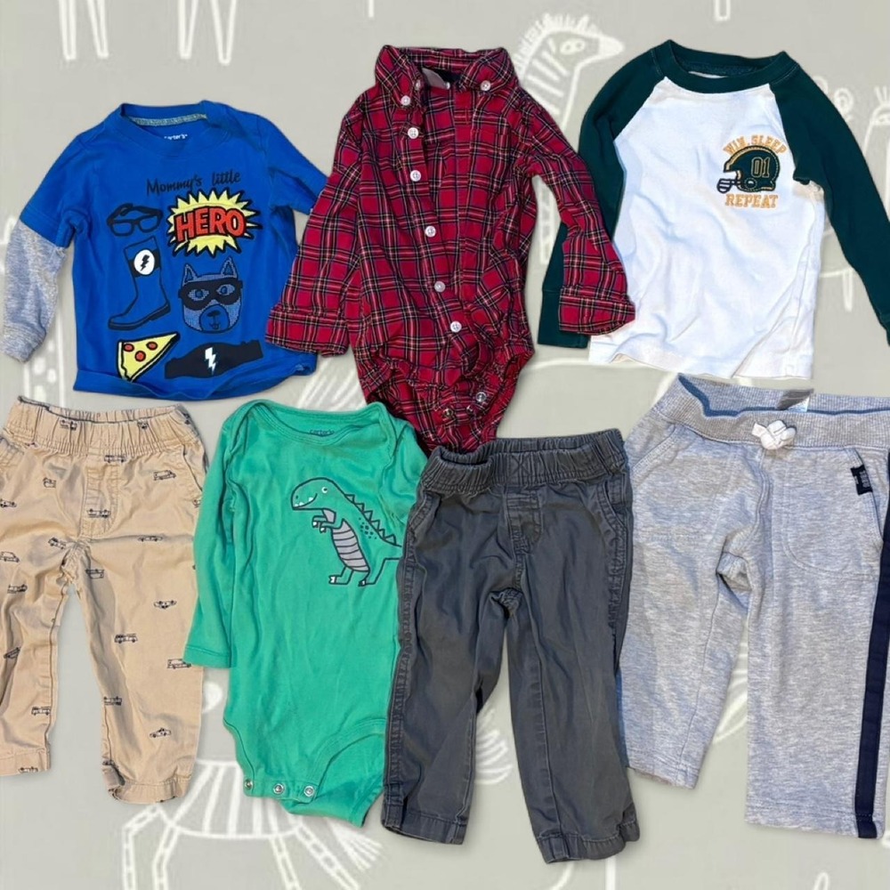 Baby boy Carters bundle of 7 pieces 4 long sleeve 3 pants Size 12 months
